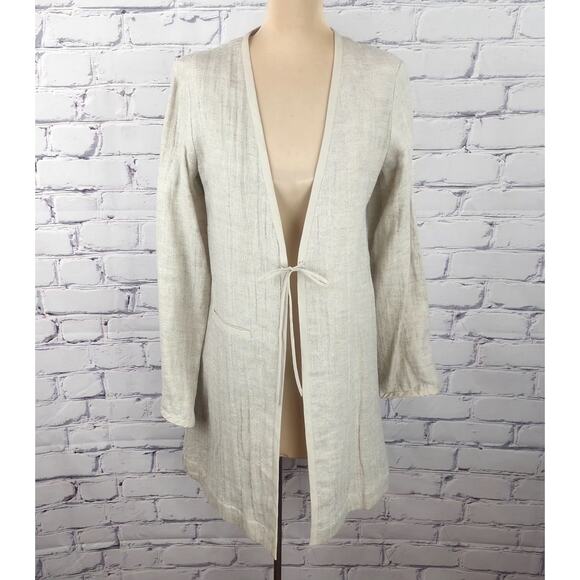 Eileen Fisher Jackets & Blazers - Eileen Fisher Cardigan Womens XS Cotton Linen Tie Front Lightweight corpcore